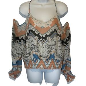 Guess Cold Shoulder Top W/Elastic Waistband